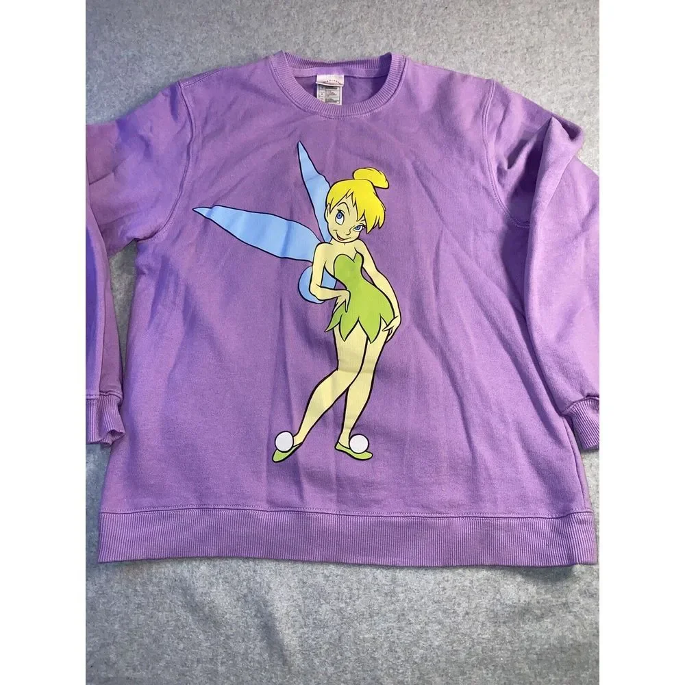 Tinkerbell Sweatshirt Size Large‎ Youth Purple Pullover CrewNeck Disney